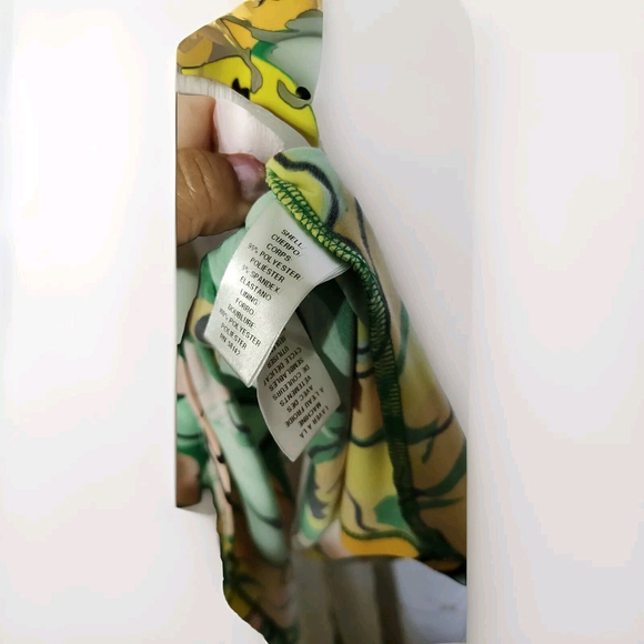 Maggy London Pullover Gathered Waist•Hi-Lo Rouched Tropical Print Sheath Dress•4 - Picture 6 of 9